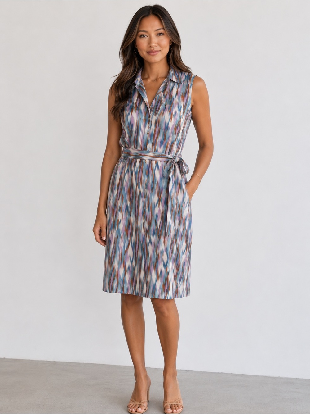 Eddie Bauer Women’s Sleeveless Belted Shirt Dress Size Small
